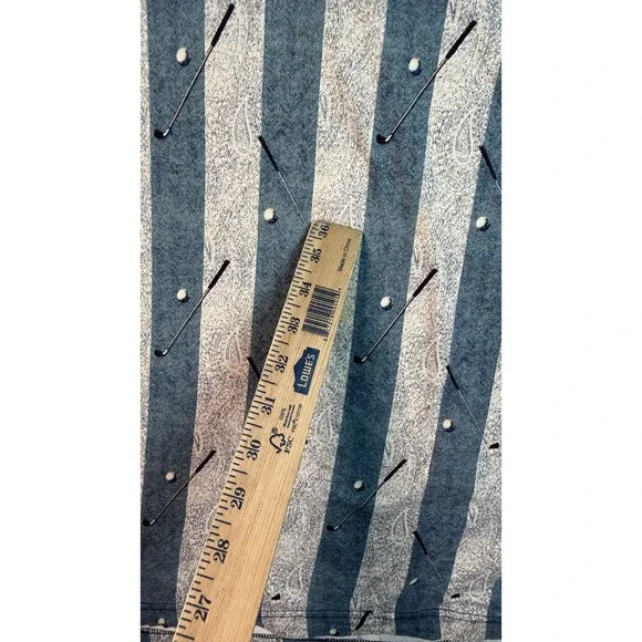 Vintage Natural Issue Shirt Mens XL Blue White Striped Paisley Polo 90s Cotton - Picture 7 of 9